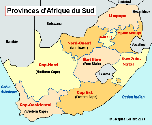 carte afrique du sud geographie
