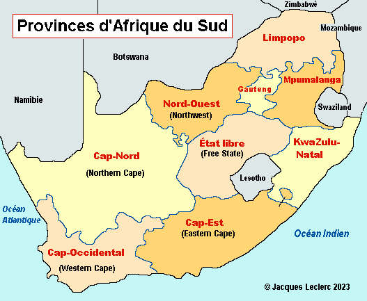 carte geographique d afrique du sud