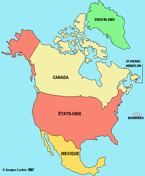 carte amerique du nord