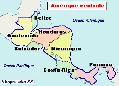 amerique centrale carte du monde