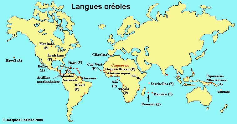 Carte des créoles