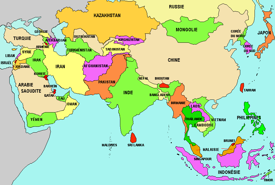 carte asie plan georaphique