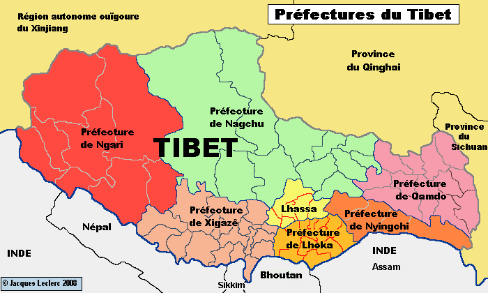 carte du tibet