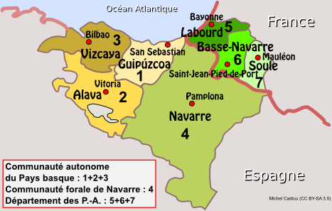 Pays basque: provinces (carte)