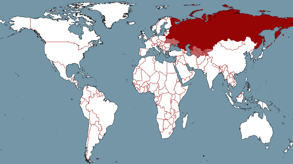 russie sur la carte du monde