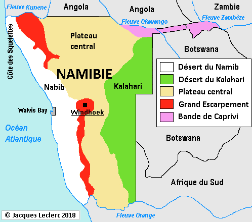 désert de namib carte