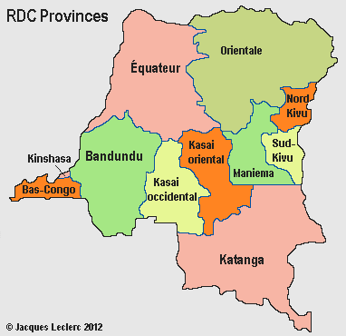 RDC: carte des provinces