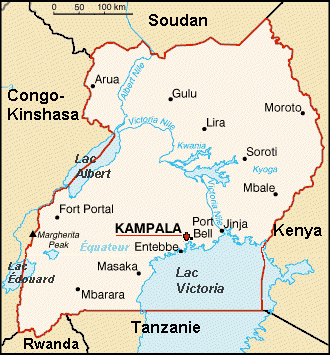 [Country map of Uganda]