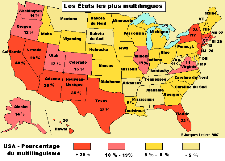 carte des etats unis en français