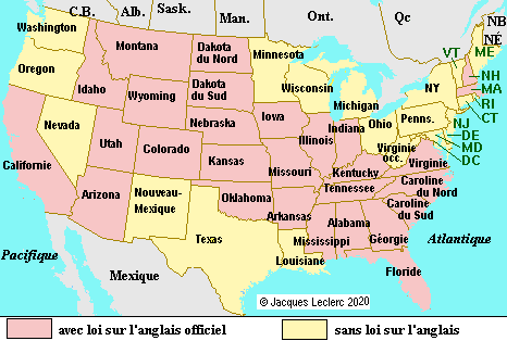 Carte des états des Usa