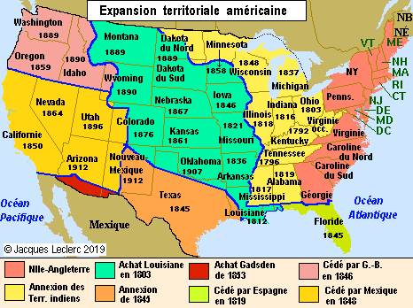 carte des etats unis en français