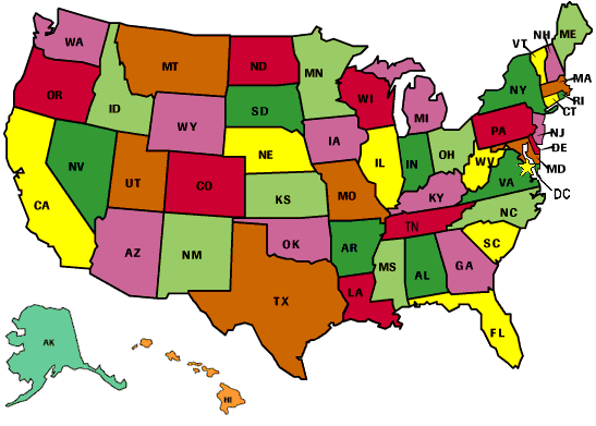 carte usa avec états