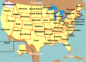 washington carte des états unis