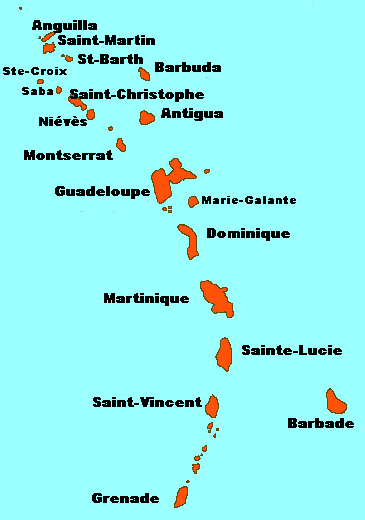 carte des îles caraïbes en français