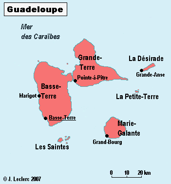 carte guadeloupe 1660