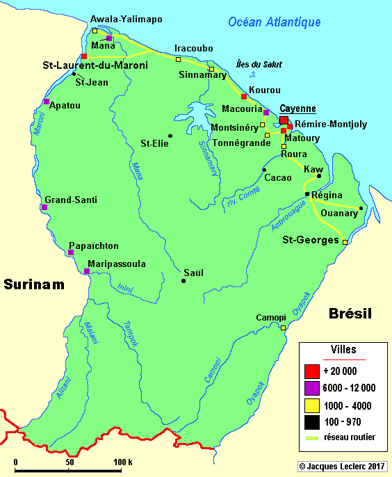 Guyane française: situation géographique