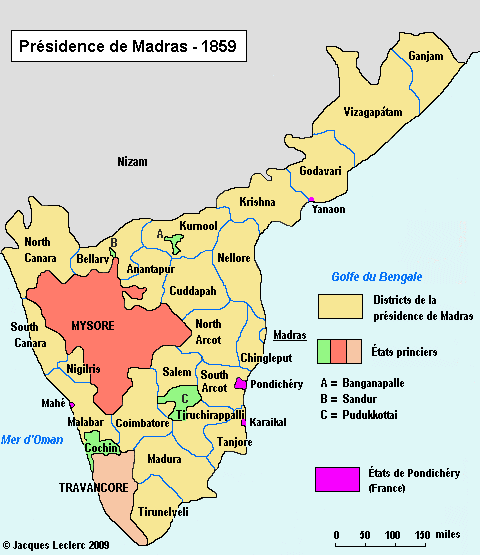 Inde: Présidence de Madras - 1859