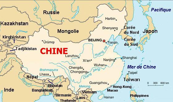 carte de la chine du sud