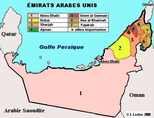Carte Emirates Arabes Unis