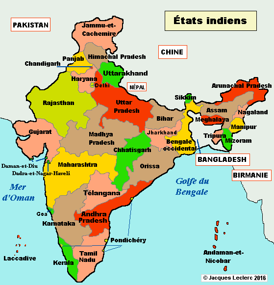 Carte de l'Inde