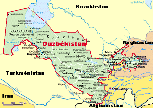 carte ouzbekistan