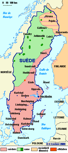 Carte linguistique de la Sude
