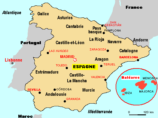 Carte Espagne les baléares