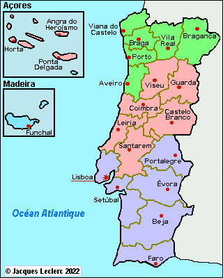 carte du portugal en francais
