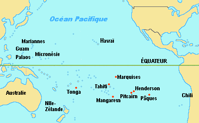 Carte du Pacifique Tahiti